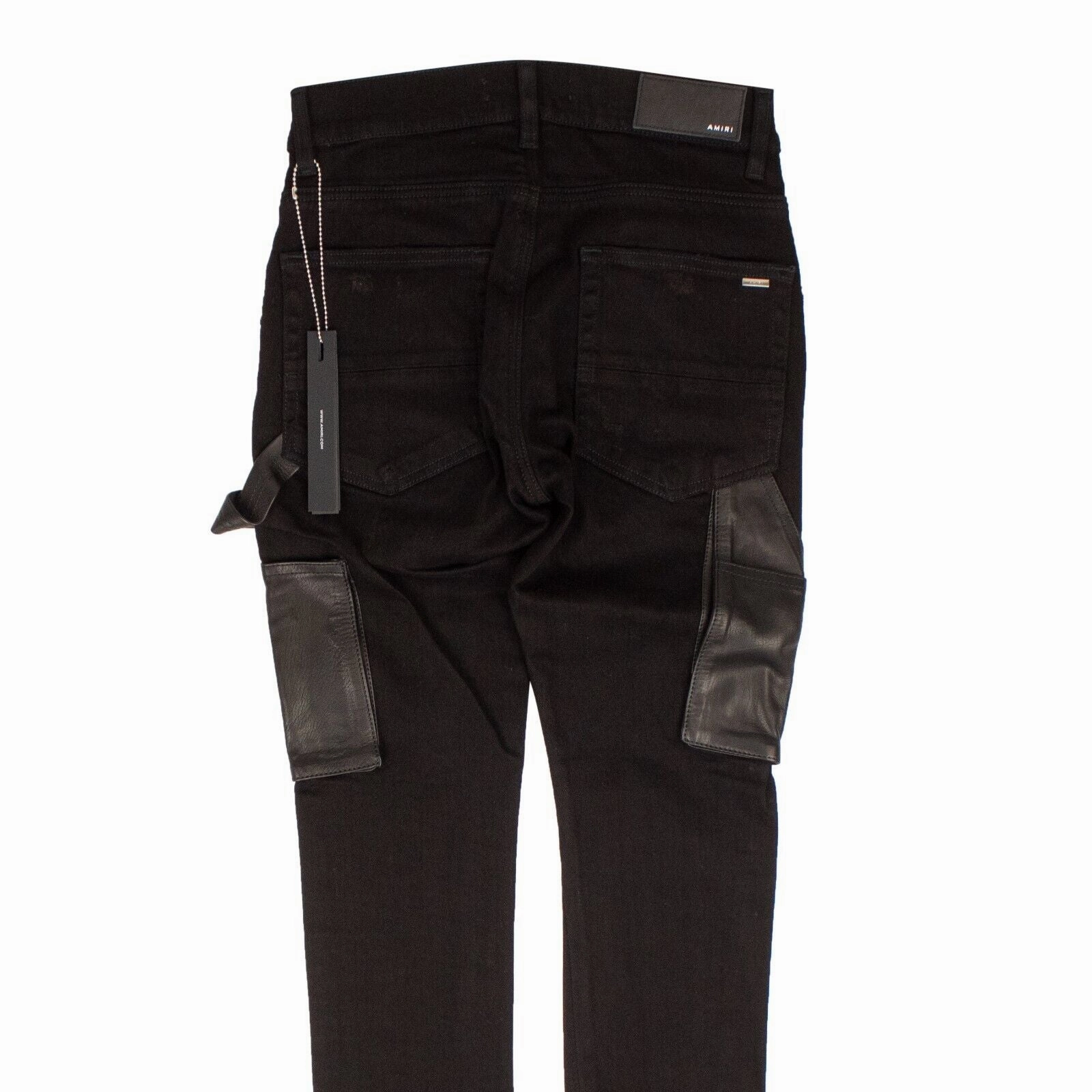 Black Denim Leather Workman Pants Organic Cotton