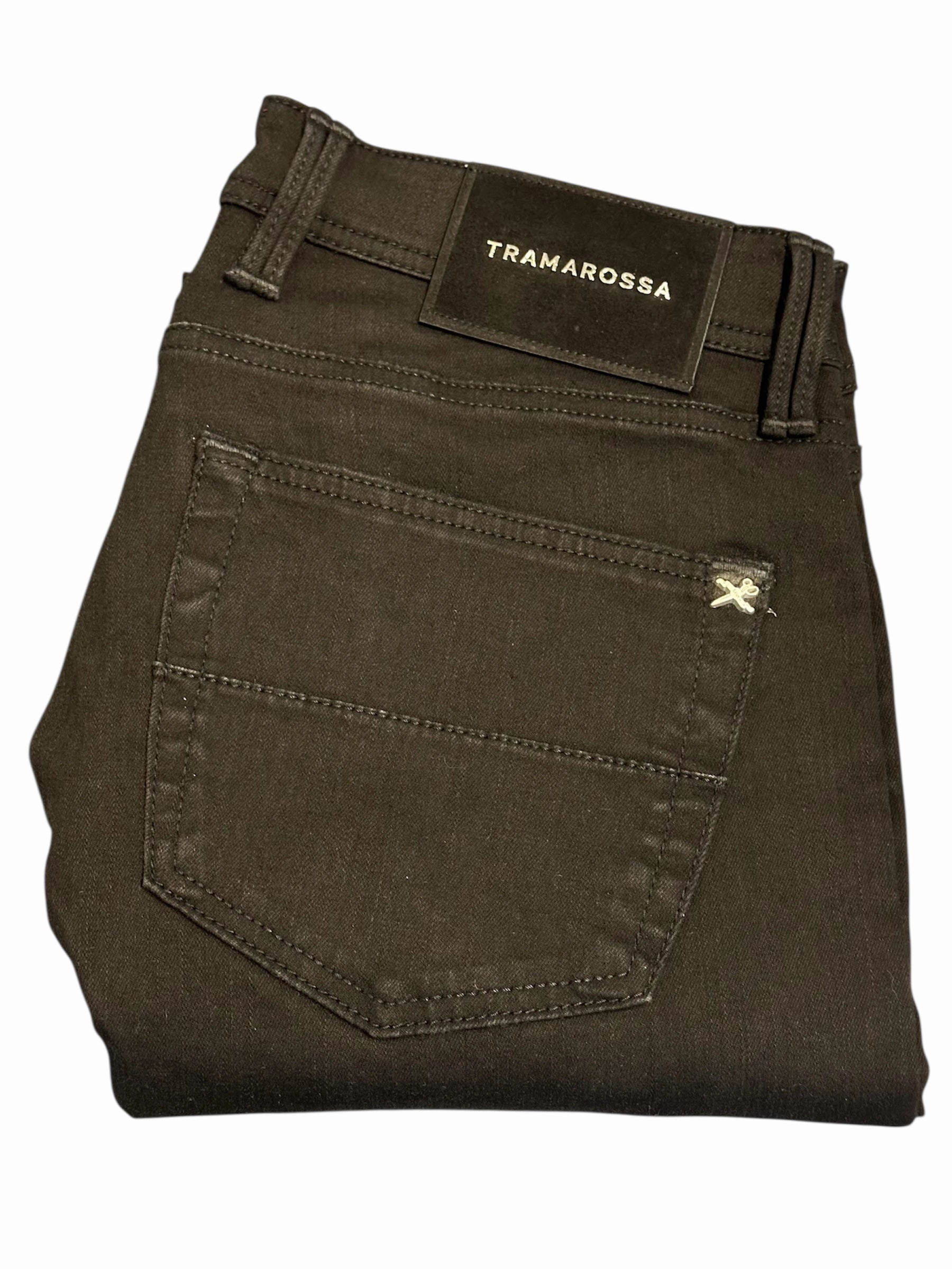 All Day Comfort Sandblasted Details Tramarossa Solid Black Denim Pants