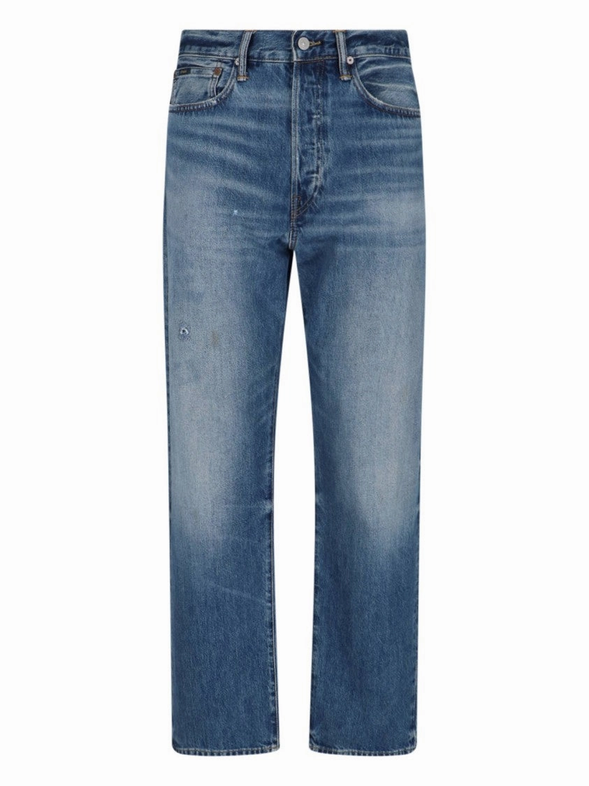 Simple Match Sanded Seam Comfort Straight Jeans ?C Blue