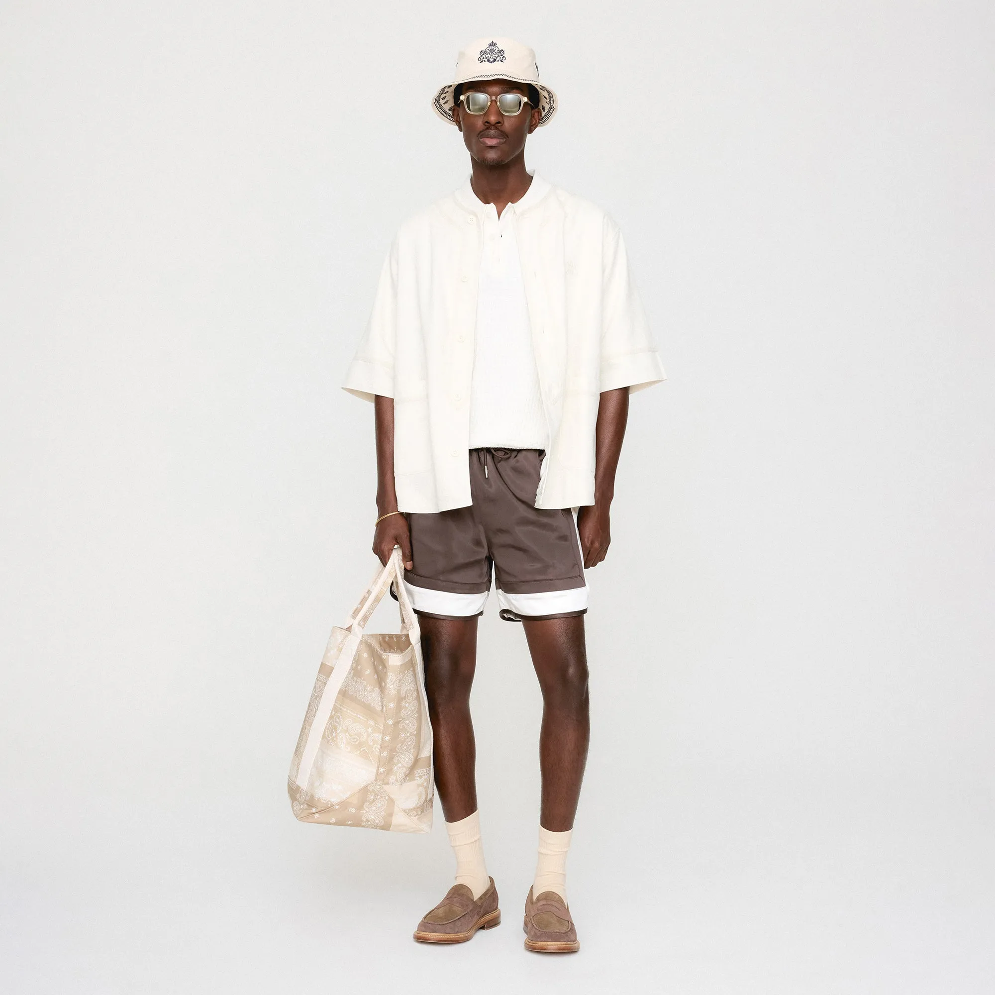 Kith Washed Denim Willis Baseball Shirt - Sandrift Twill Weave Embroidered Logo