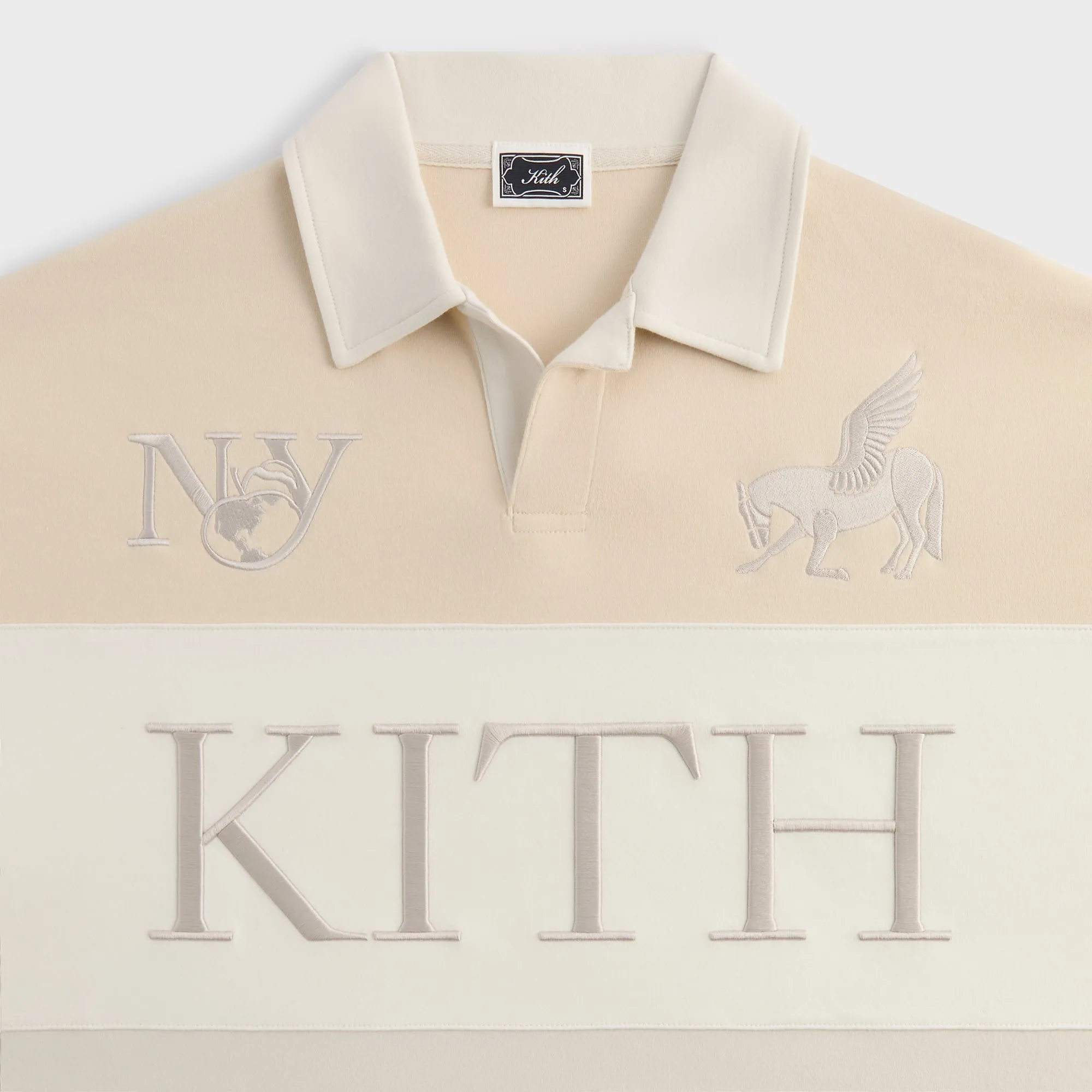 AllPurpose Knitting Flexible Waistband Kith Rugby Nelson Collared Pullover - Veil