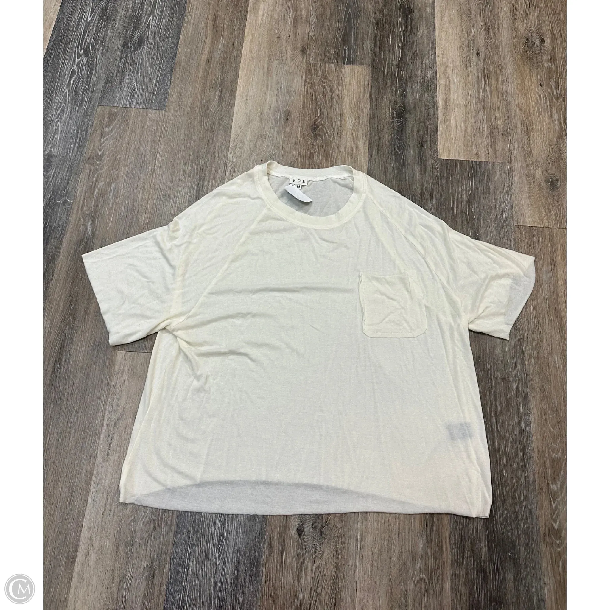 Resilient Fabric Blend Top Short Sleeve By Pol In Cream, Size: M