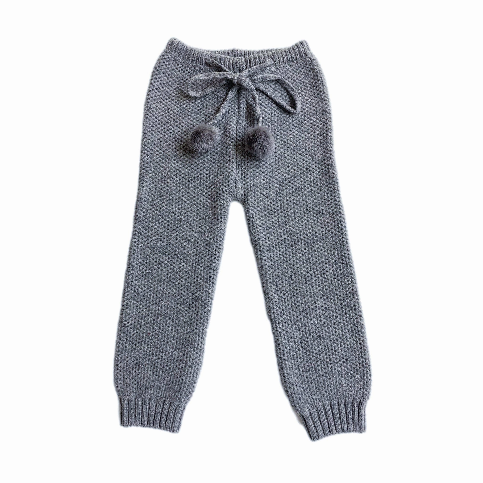 Honeycomb Grey Knit Cashmere Pom Pants Performance Wear Flexible Wear