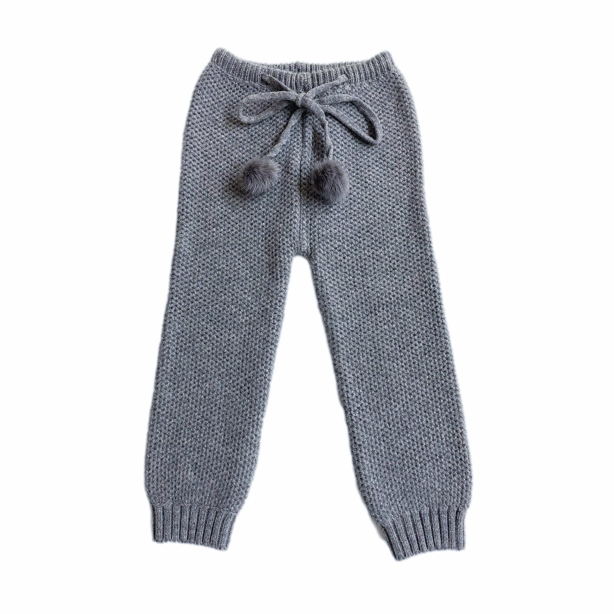 Relaxed Design Honeycomb Grey Knit Cashmere Pom Pants