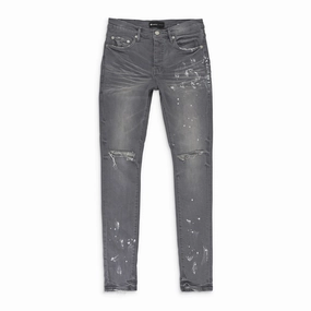 Street Cool Body Fit Ready WORN KNEE SLIT GREY SKINNY JEANS