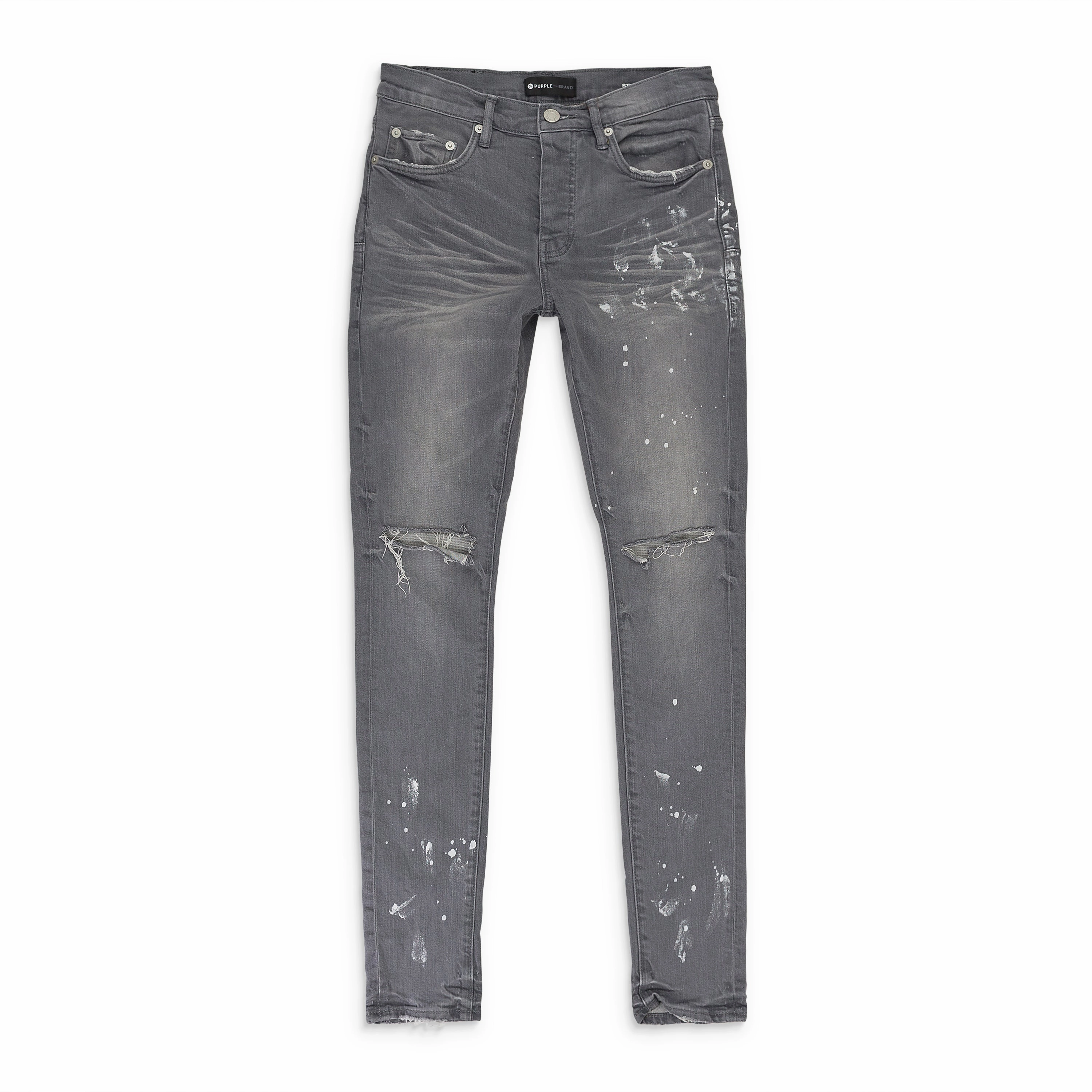 Loose Spring Mood Outfit Plan WORN KNEE SLIT GREY SKINNY JEANS