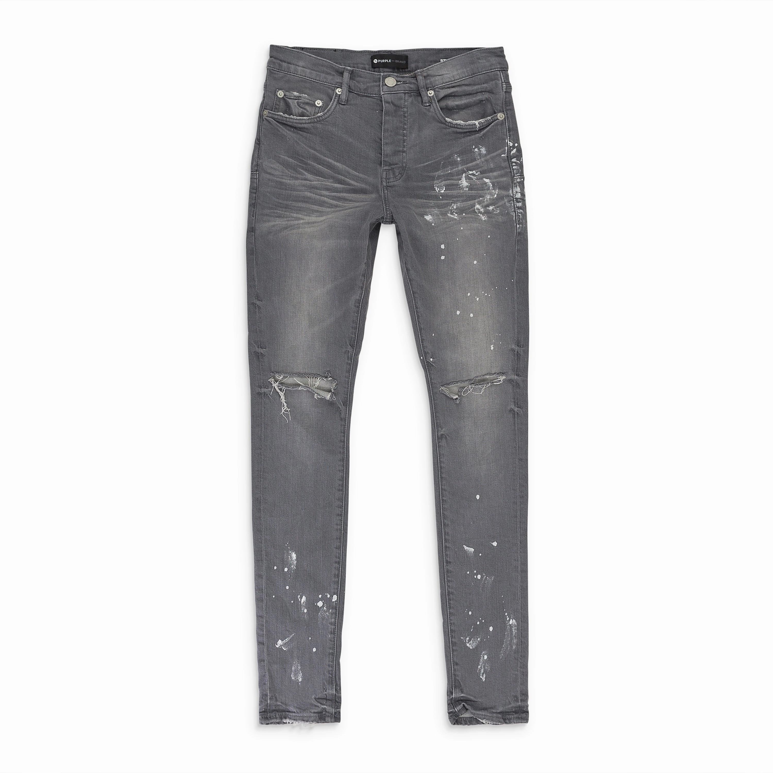 WORN KNEE SLIT GREY SKINNY JEANS Quality Staple