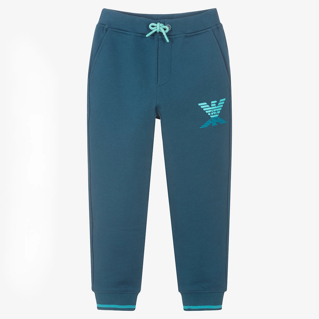Blue Logo Sweatpants Reinforced Stress Points Striped Pattern