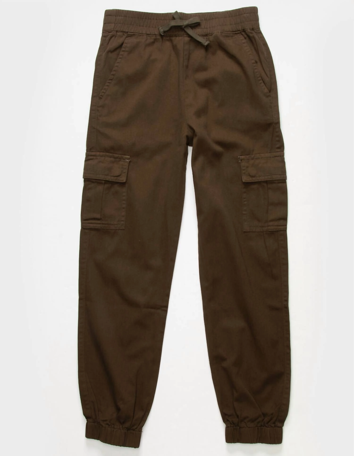 Compact Storage Side zipper Girl's Cargo Twill Jogger Pants In Olive