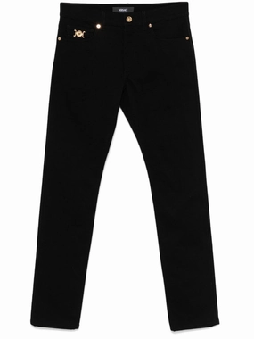 Winter Warmth Outdoor Adventure Low-Rise Straight Leg Jeans With Medusa Plaque Detail
