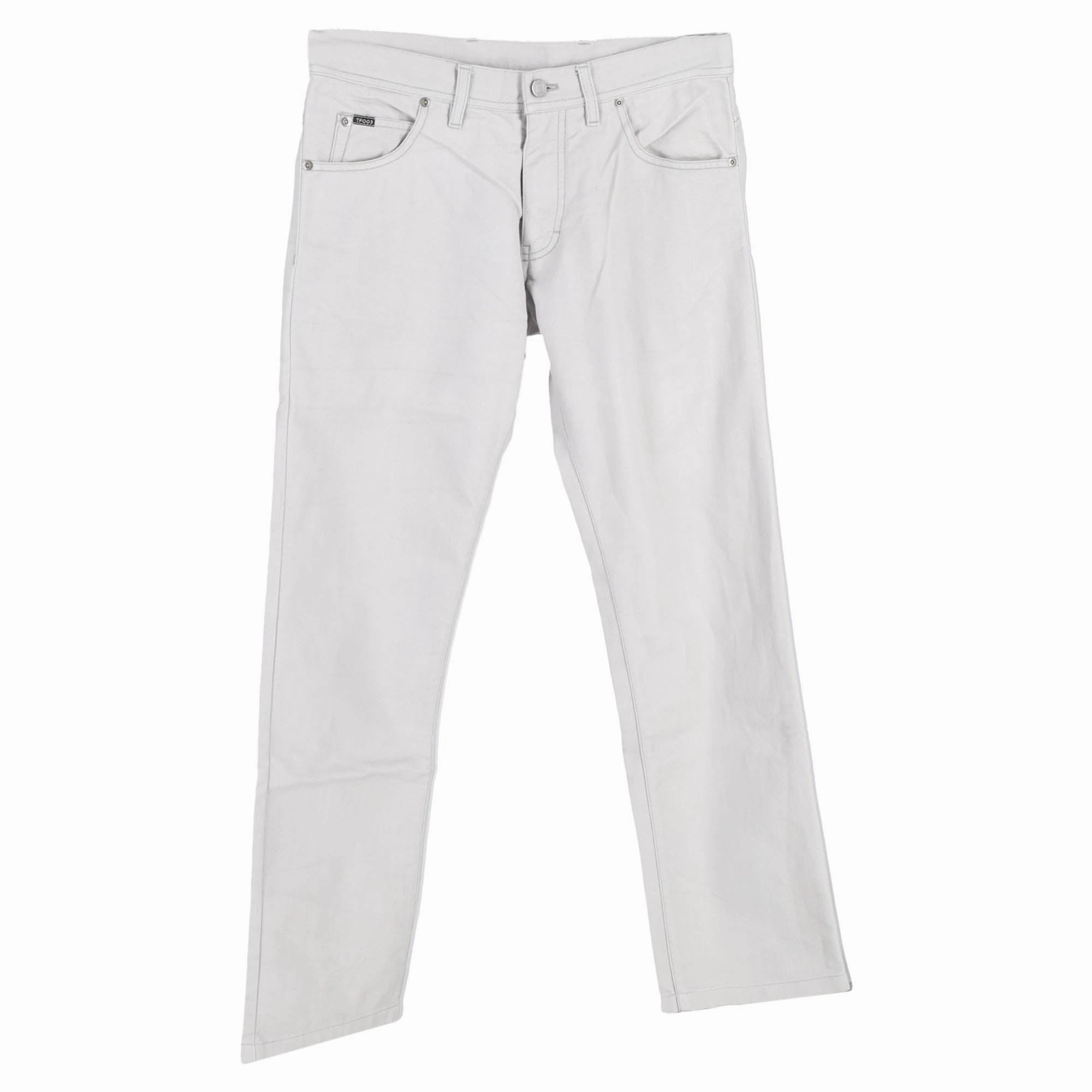 Tom Ford Mid-Waist Straight-Leg Jeans in White Cotton Denim Matching Basic Clean Silhouette