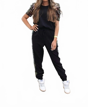 Dine Or Dash Set In Black DoubleStitched Hems AntiSlip Grip Hem