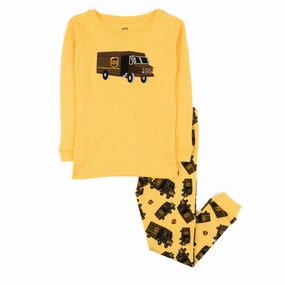 Organic Cotton Blend Hypoallergenic Textiles Kids Two Piece Cotton Pajamas UPS Yellow