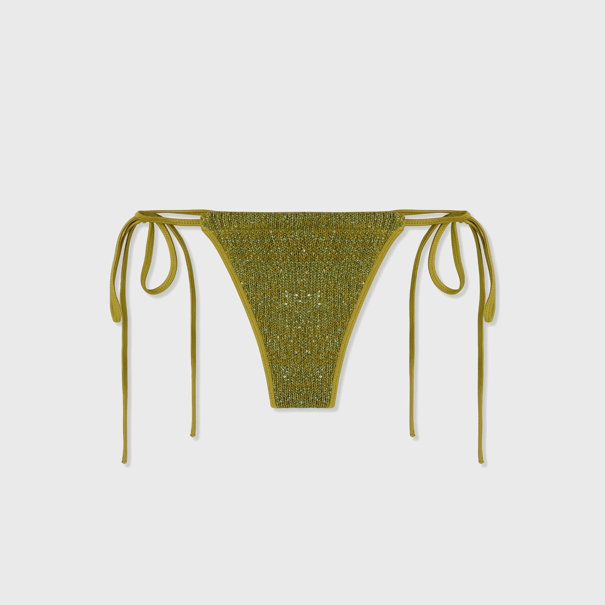 Non Chafing Hemlines Asta Resort Lio Bikini Bottom - Olive Oil Sequin