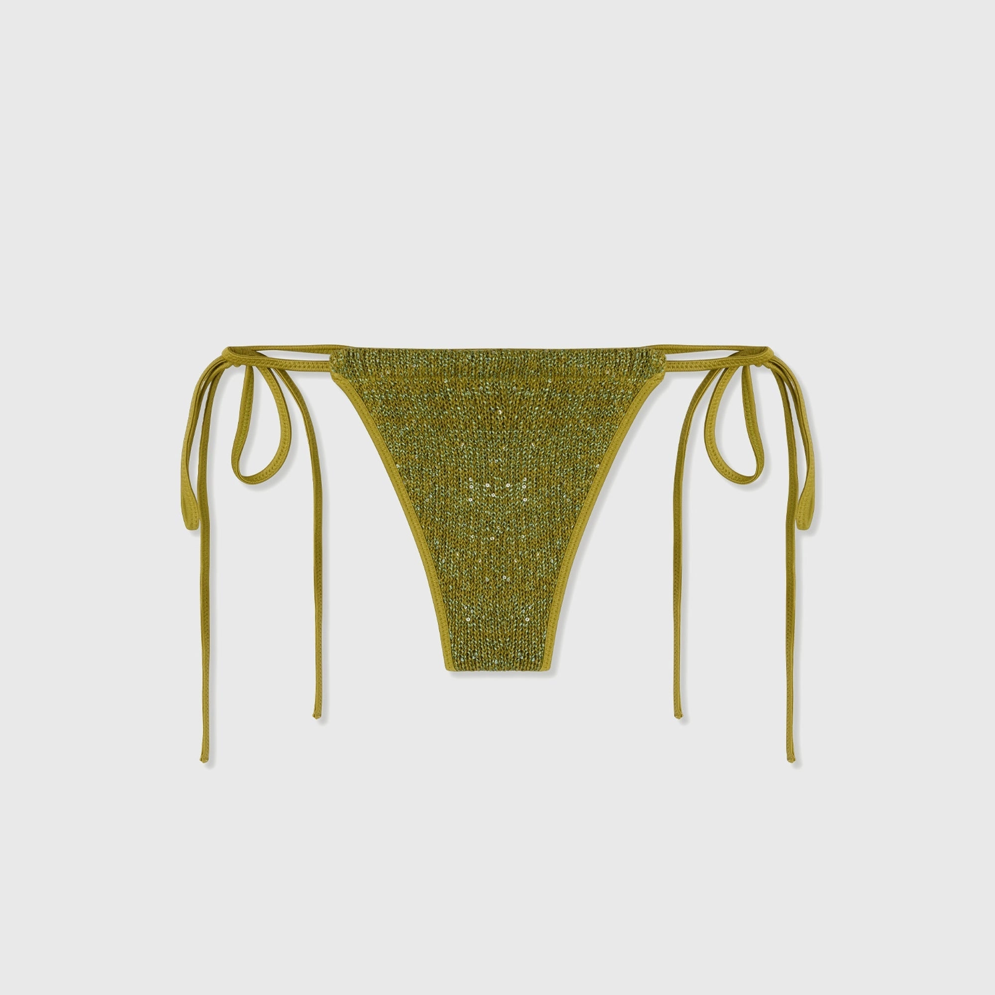 Abrasion Resistant Panels Asta Resort Lio Bikini Bottom - Olive Oil Sequin