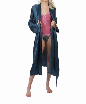 Flexible Waistband Athens Robe In Petrol