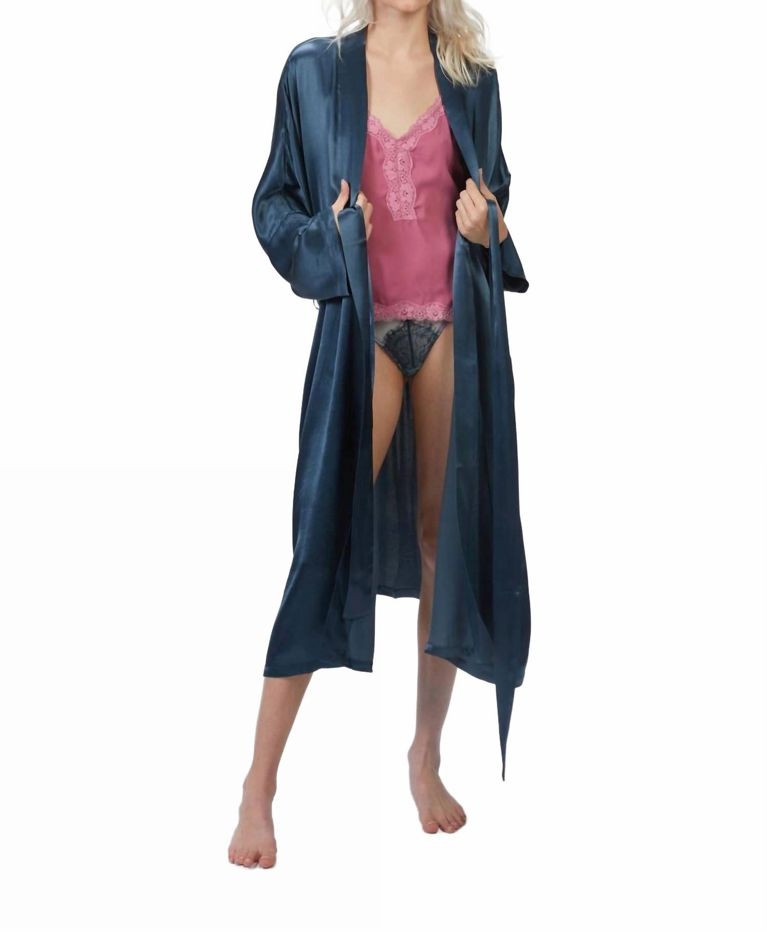 Flexible Waistband Athens Robe In Petrol
