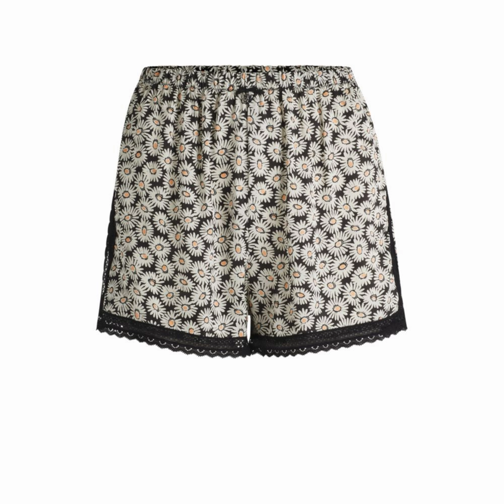 Midweight Fabric Brushed Cotton Lace-trim pajama shorts in satin
