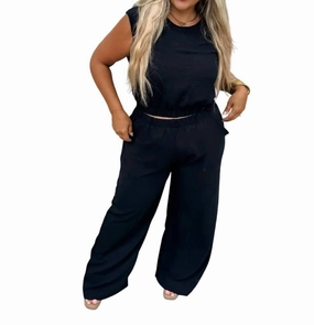 Ultra Soft Feel Two Piece Pant Set In Black