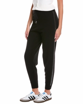 Brodie Cashmere Sage Studded Cashmere Jogger Pant Split hem Lightweight Material