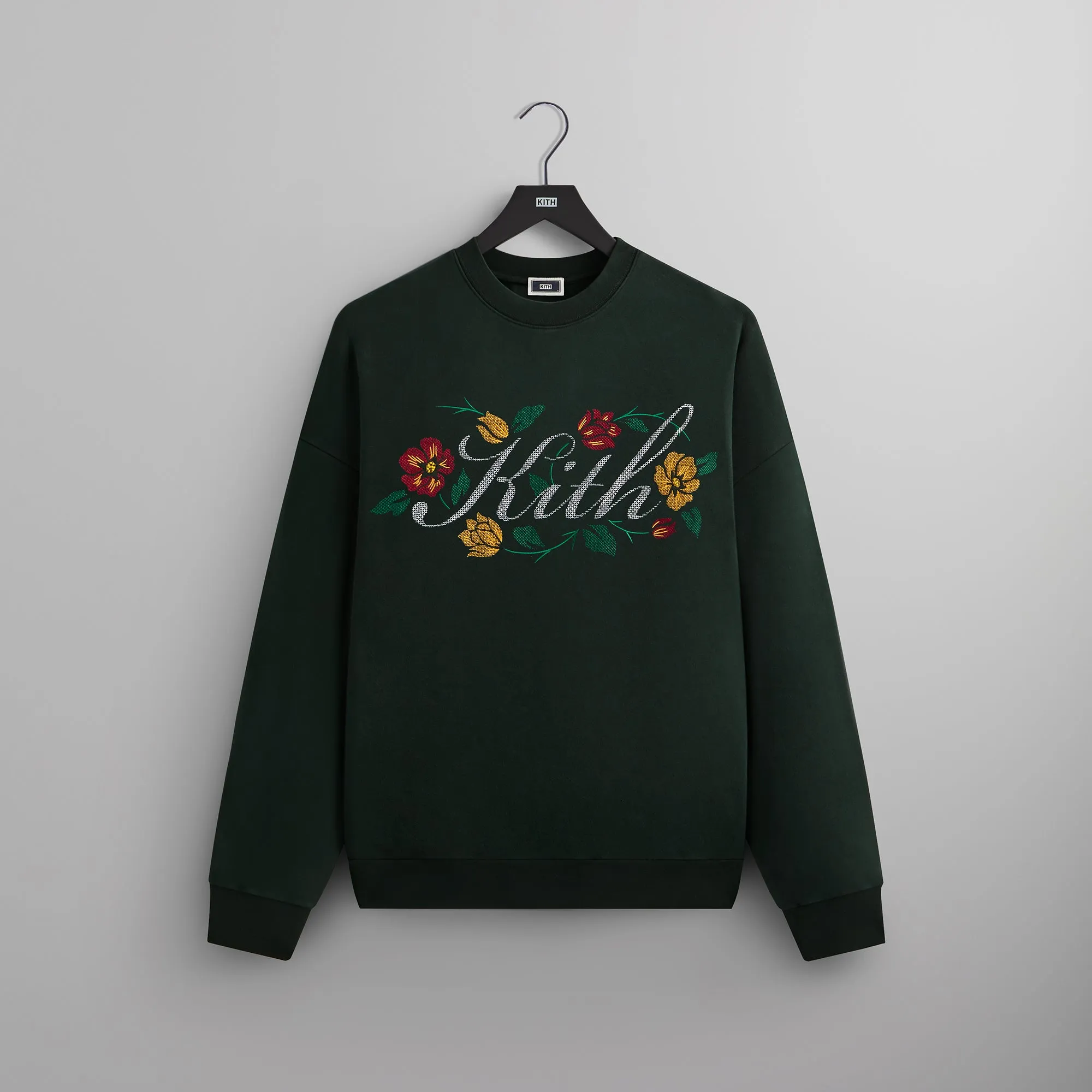 Long Lasting Elasticity Plush Interior Kith Floral Script Nelson Crewneck - Stadium