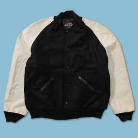 Smooth Finish Good Material Vintage Wool Leather Varsity Jacket Large
