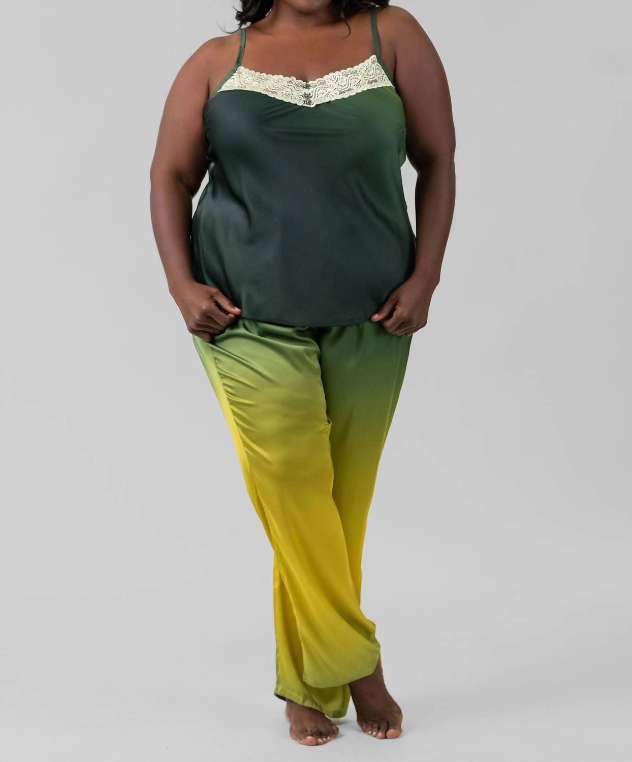 Reversible design Ombre Pajama Set In Green