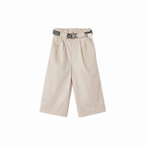 Stylish Waistband Cropped Pants & Belt Set In Almond