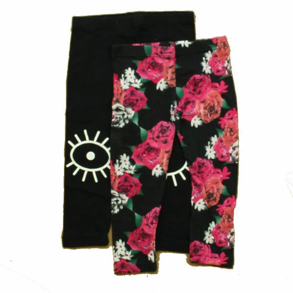 Odor Control Treatment Casual Essentials Flowers By Zoe Girls Black | Floral Leggings