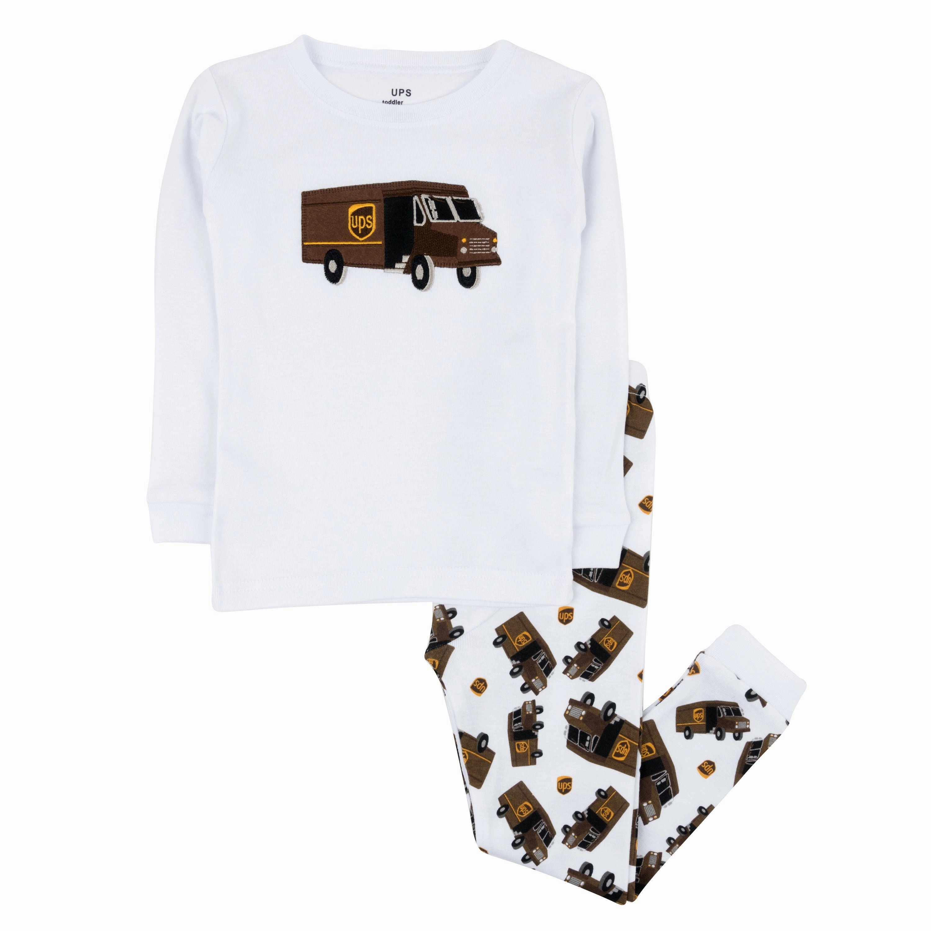 FadeResistant Color Fade Resistant Dye Kids Two Piece Cotton Pajamas UPS White