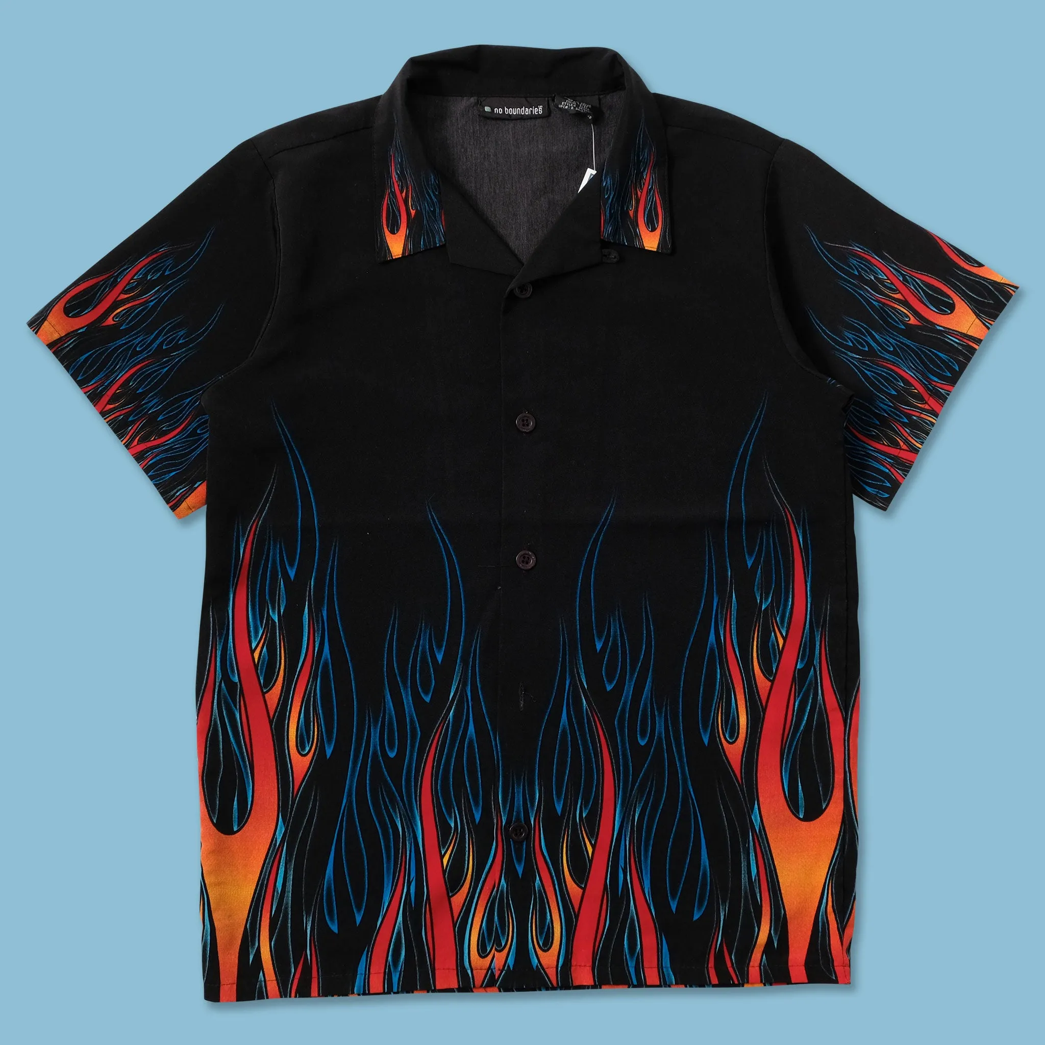 Women's Y2K Flames Shirt Small Airflow Ventilation System Minimalist Style