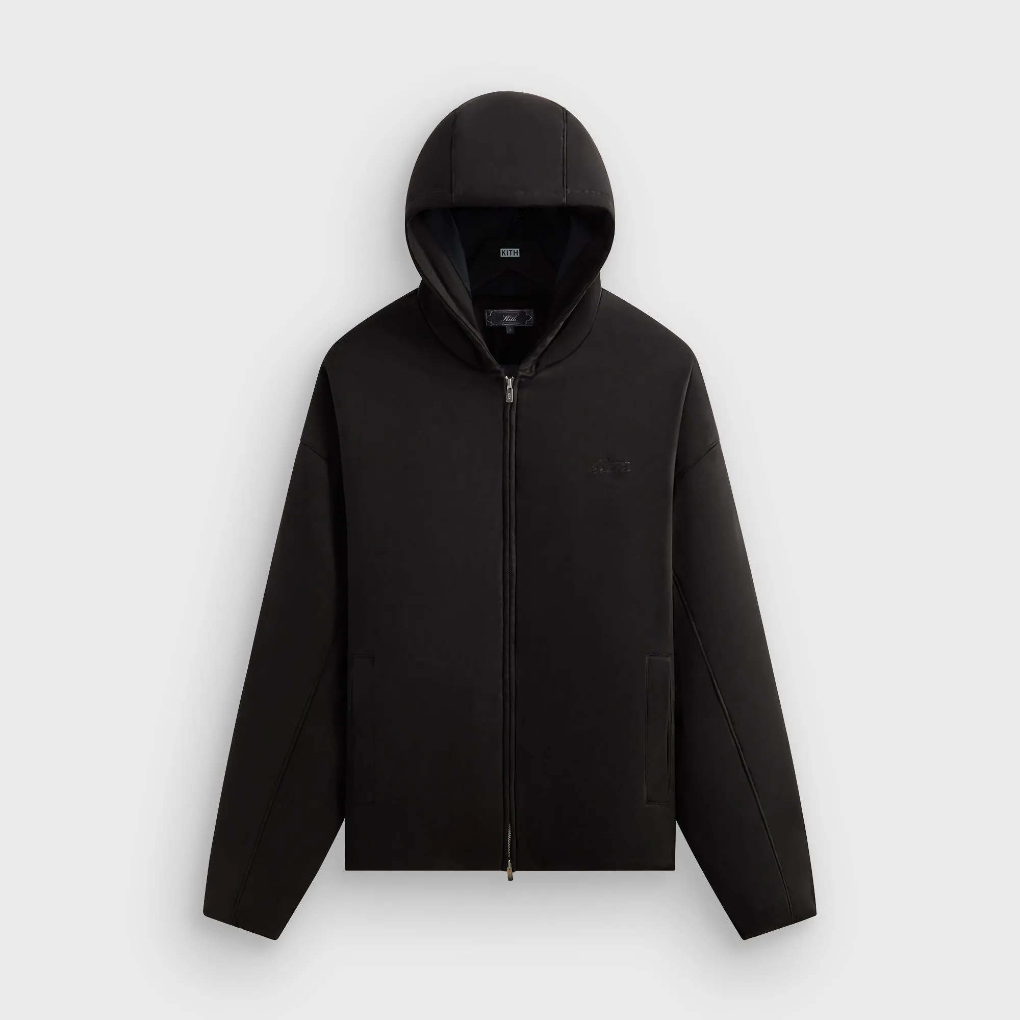 Y2K Style Kith Washed Microsuede Puffed Jaysen Hoodie - Black