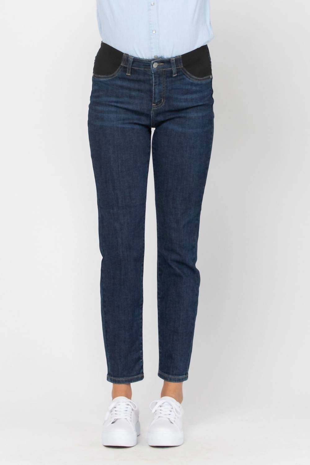 Riveted Stress Points Textured Smart Casual Road Trip Maternity Slim Fit In Blue