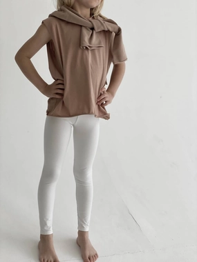 Unisex Cotton Leggings In White Natural Casual Comfort Fit