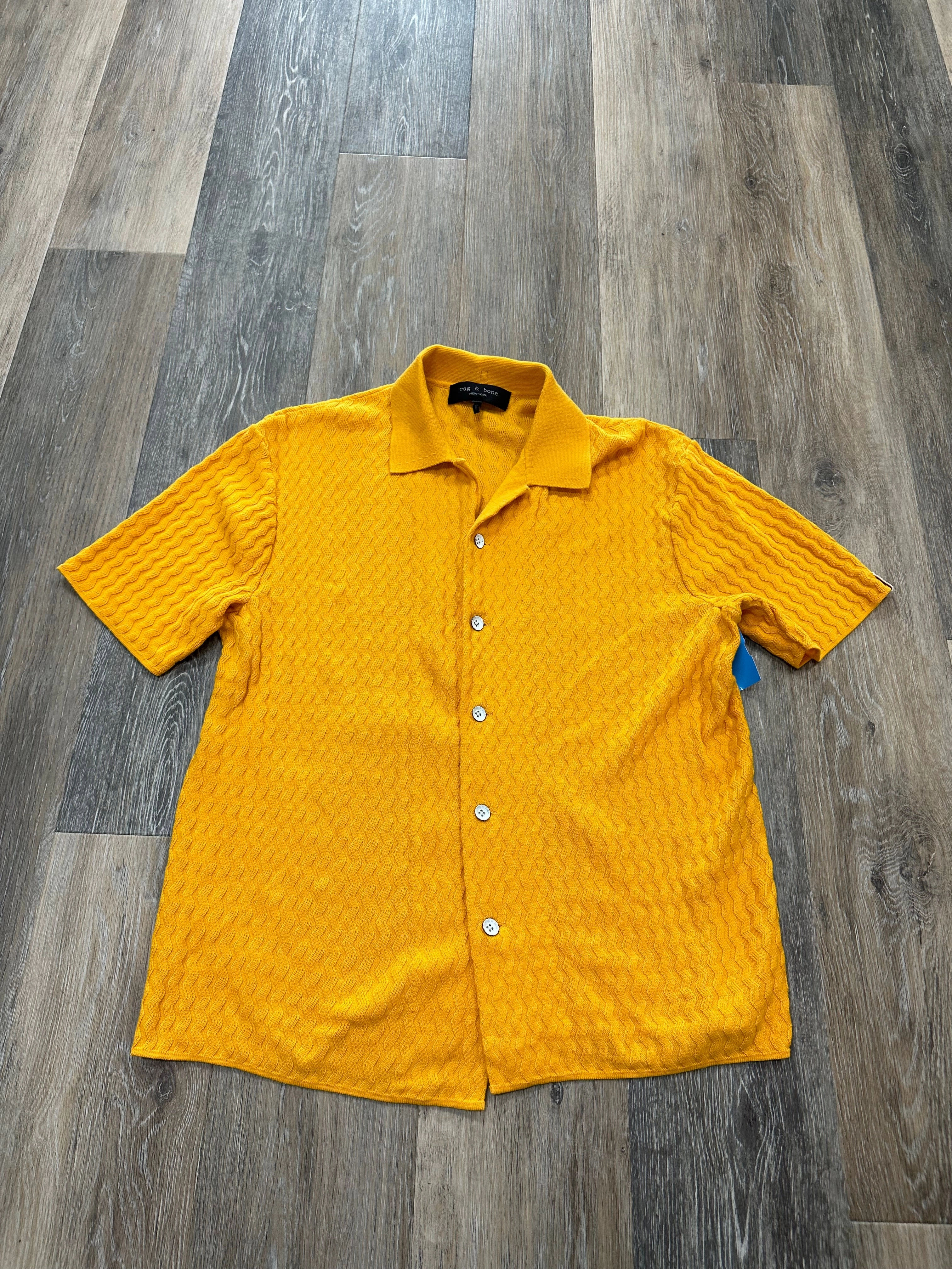 Gold Top Short Sleeve Designer Rag And Bone, Size S Architectural Tailoring Cold Weather