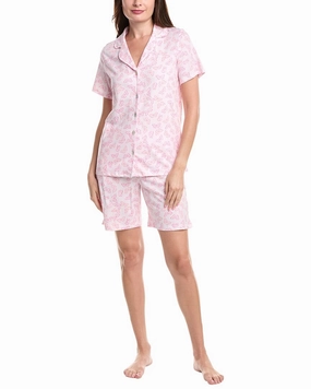 Carole Hochman 2pc Bermuda Short Pajama Set Adjustable drawstring Elasticated Hem