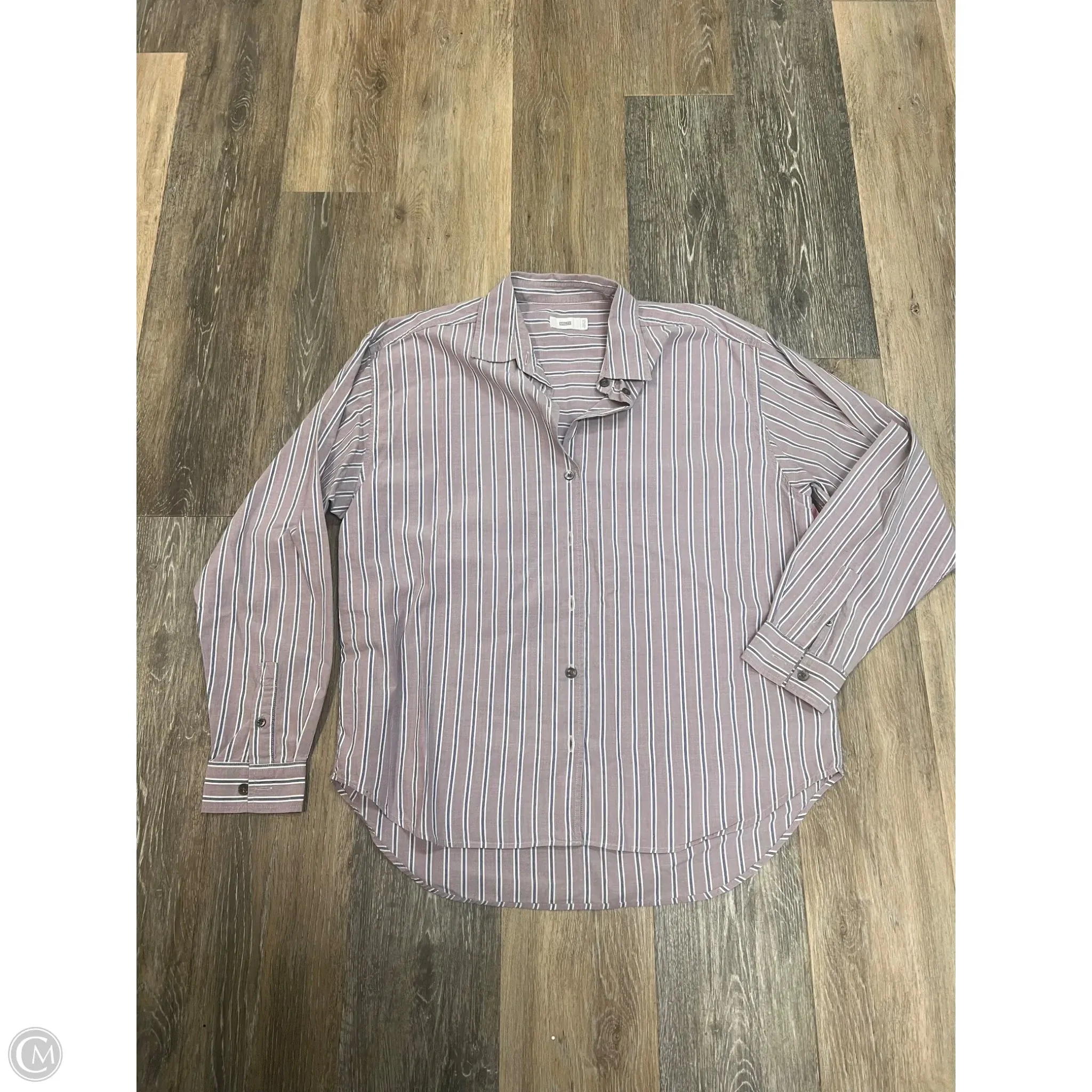 Flexible Waistband Anti Fade Technology Blouse Long Sleeve By Closed In Purple, Size: S