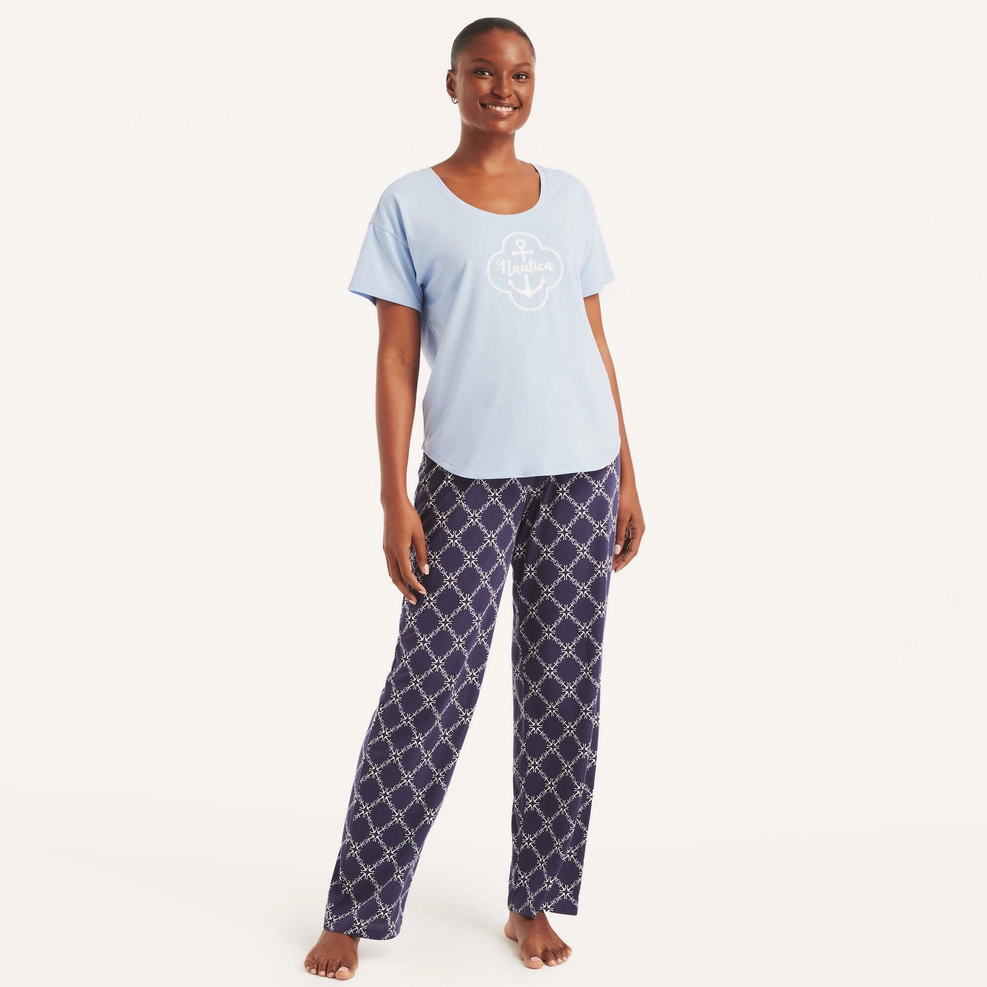 Layered Collar UltraSoft Brushed Interior Nautica Womens Printed Pajama Pant Set
