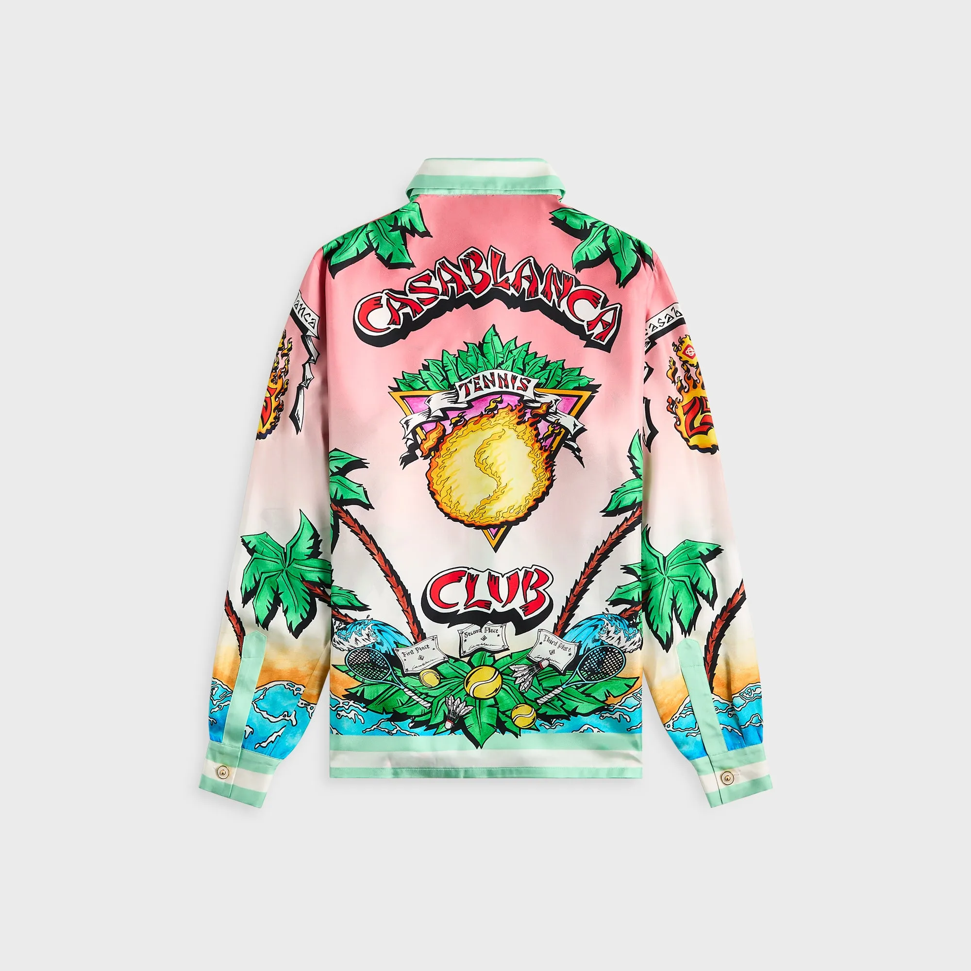 Casablanca Silk Twill Tennis Club Shirt - Multicolor Embroidered Logo Holiday Gift