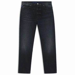 Baggy-fit jeans in blue-black rigid denim Modern Minimalist Rainy Day