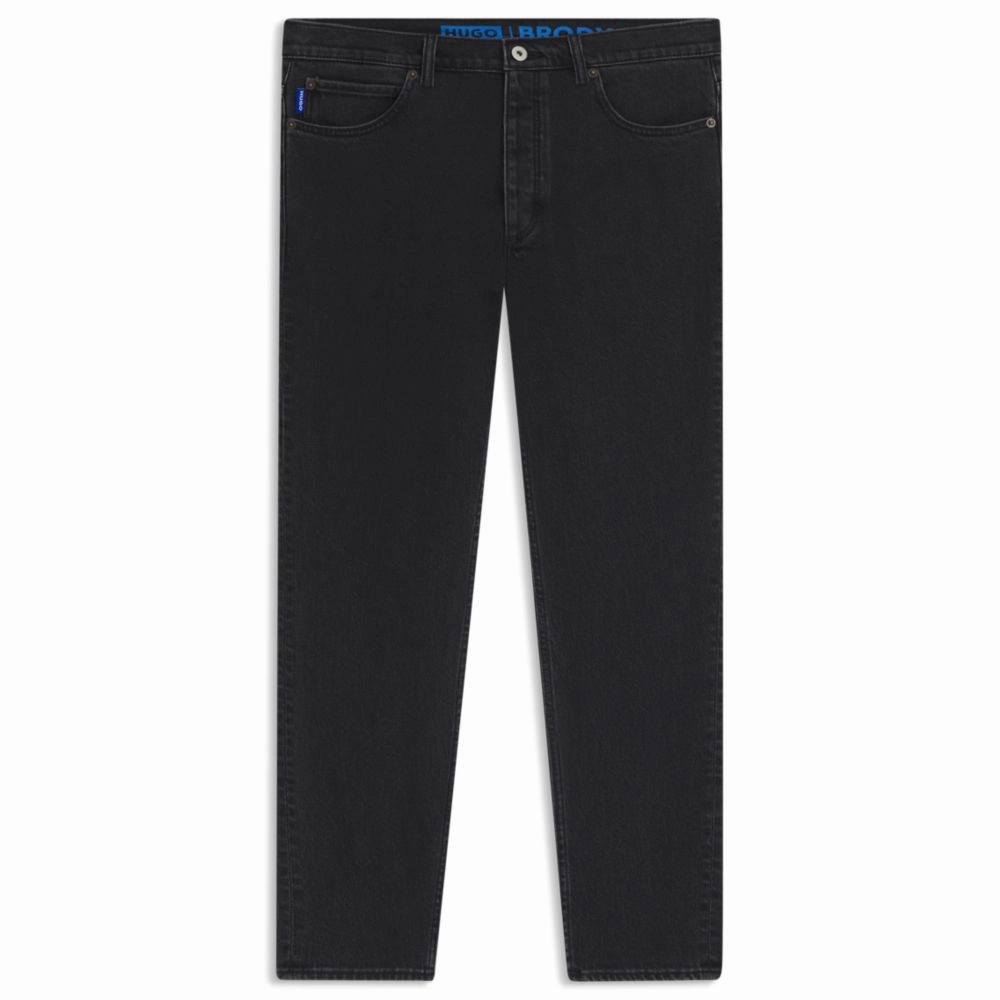 Tapered-fit jeans in grain-effect black denim Closet Staple Rainy Day Chill Outfit Nature Lover
