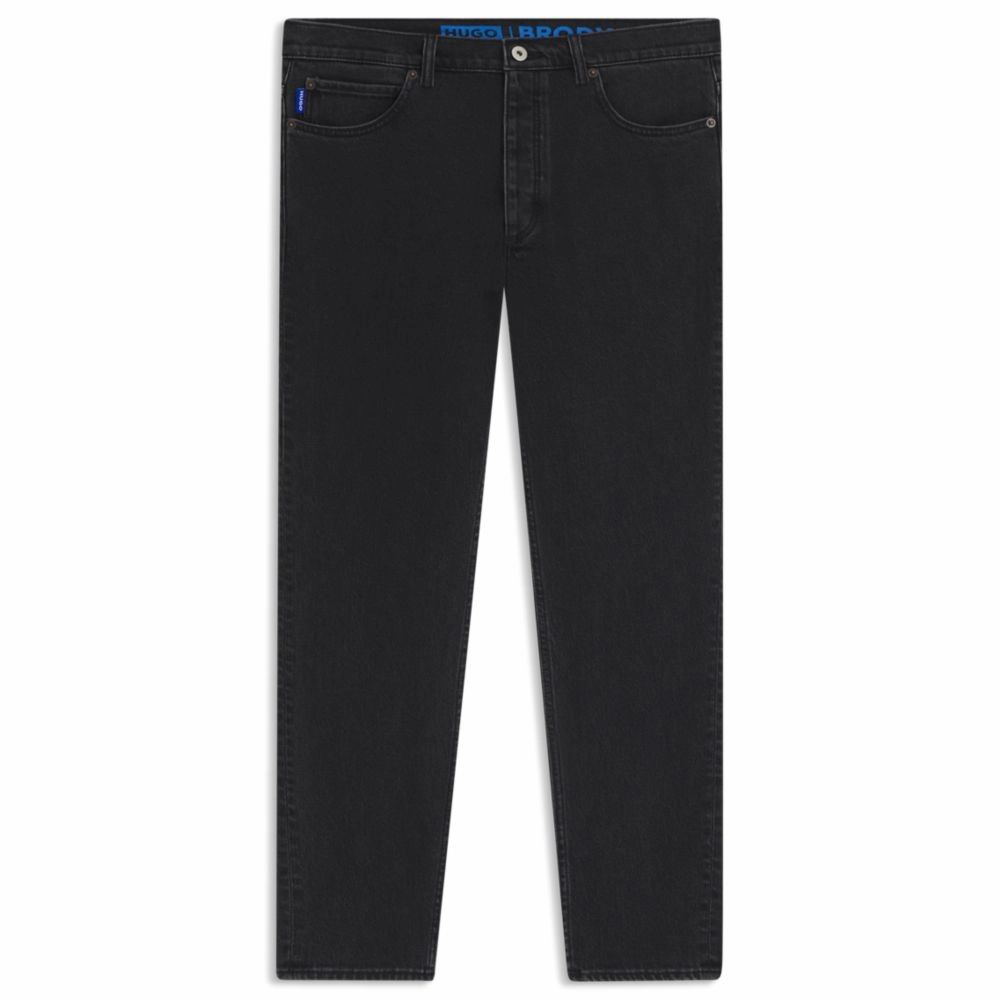 Smart Utility Tapered-fit jeans in grain-effect black denim