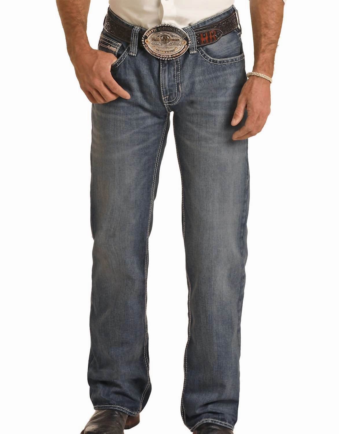 Pistol Regular Fit Straight Leg Rope Stitch Jean In Medium Vintage Youth Style Road Trip Outdoor Enthusiast