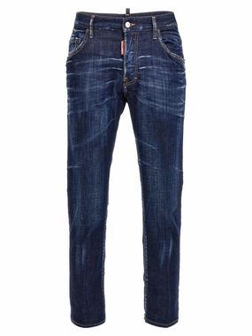 Daily Function Daily Style Used-Effect Cotton Denim Skater Jeans