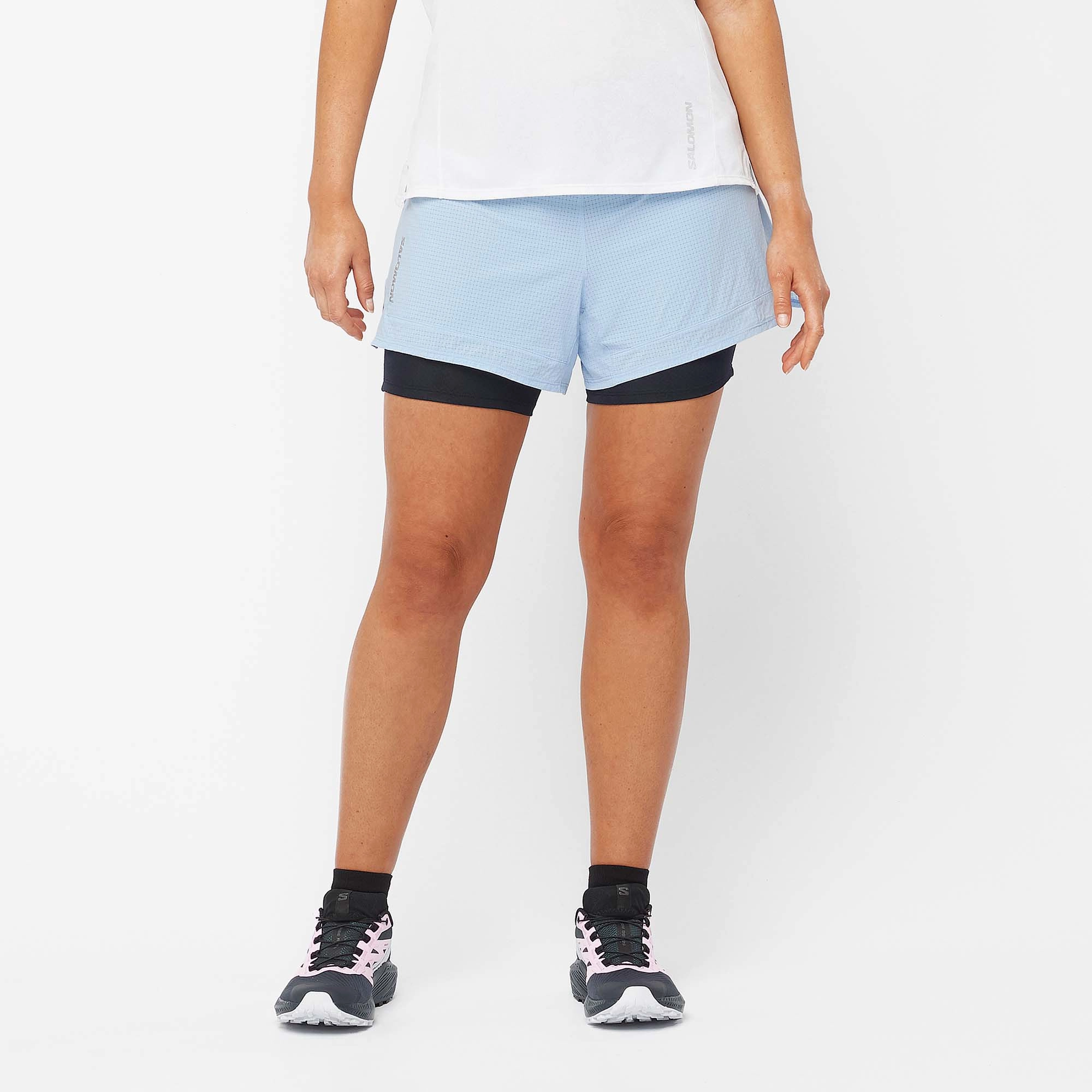 Salomon | Women's Sense Aero 2in1 Shorts - Chambray Blue Activity-specific multi-pocketed