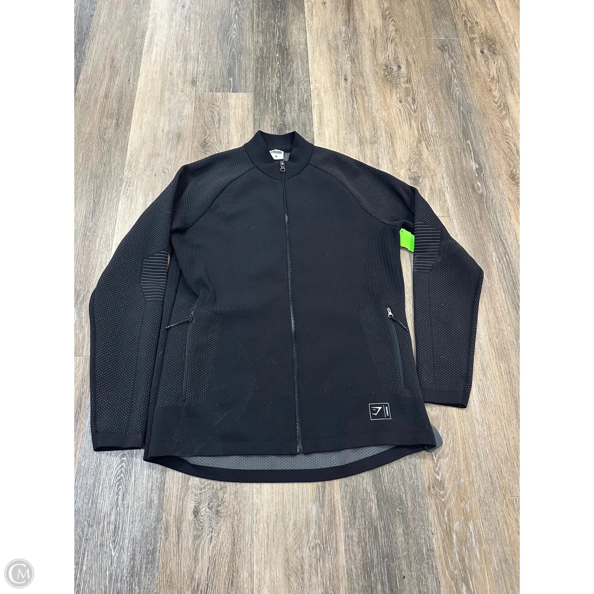 Athletic Jacket By Gym Shark In Black, Size: M Moisture Control Technology Layered Hem Reinforcement