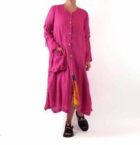 Soft touch finish V-Neck Long Duster In Petal Linen