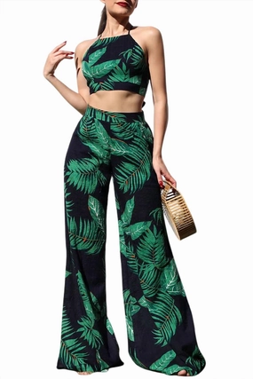 Cozy Thermal Insulation AntiPill Fabric Vacation Ready Pant Set In Green