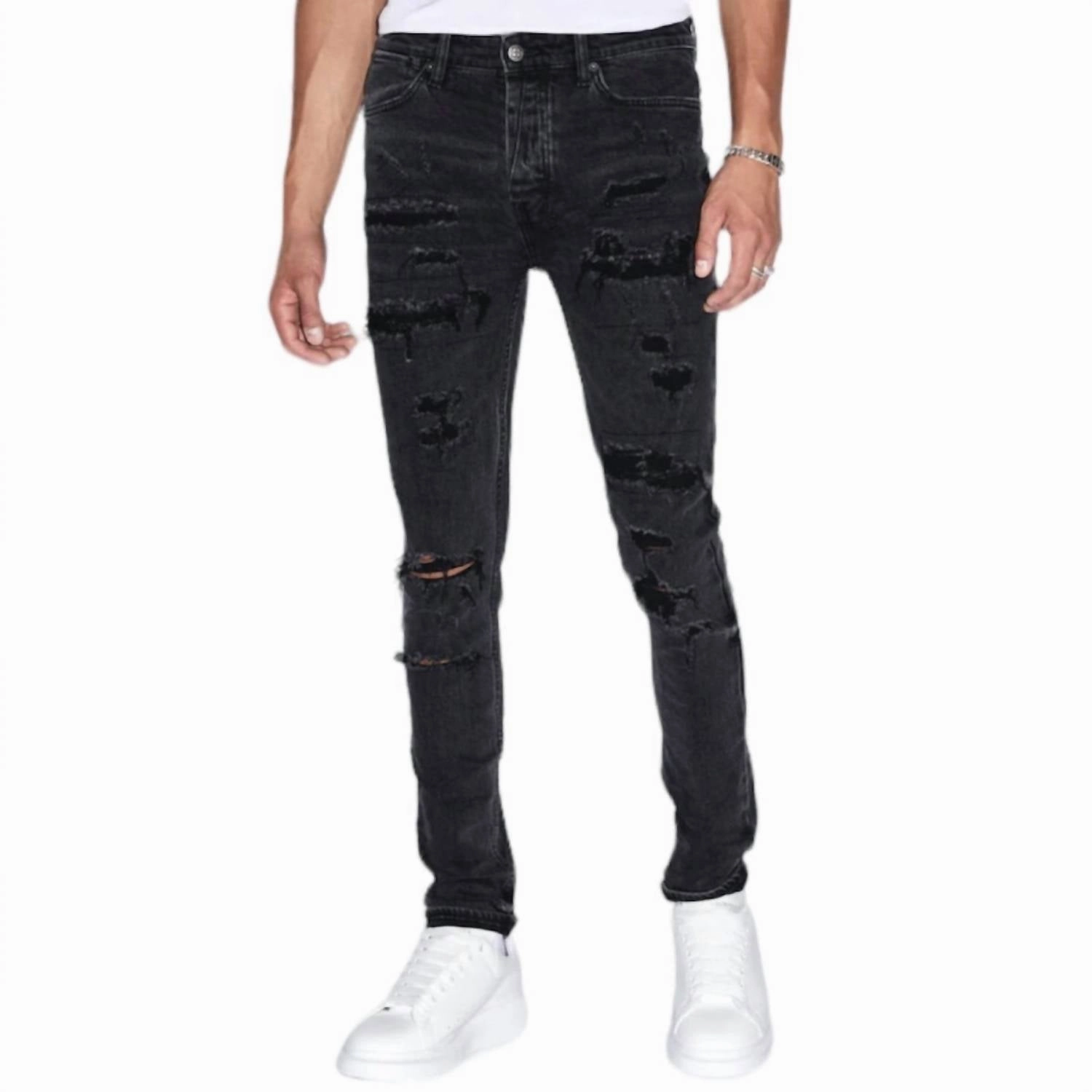 Acid Wash Effect Quick Dry Fabric Van Winkle Dynamite Trash Denim Skinny Jeans In Black