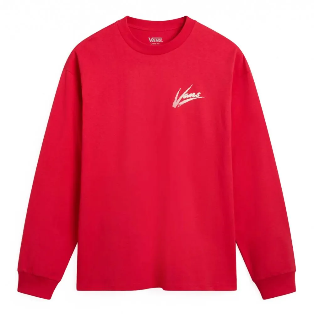Vans Dettori Loose Fit Long Sleeve T-shirt - Racing Red Sustainable Bold Comfort